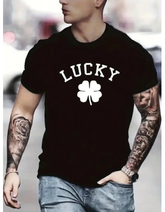 LUCKY Four – Leaf Clover Printed Pure Cotton T-shirt Black LUCKY Four – Leaf Clover Printed Pure Cotton T-shirt Black