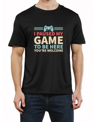 Game Controller Printed Pure Cotton T-shirt Black