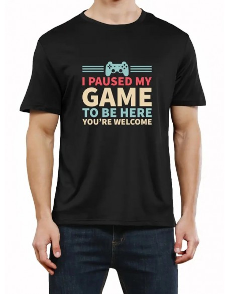 Game Controller Printed Pure Cotton T-shirt Black
