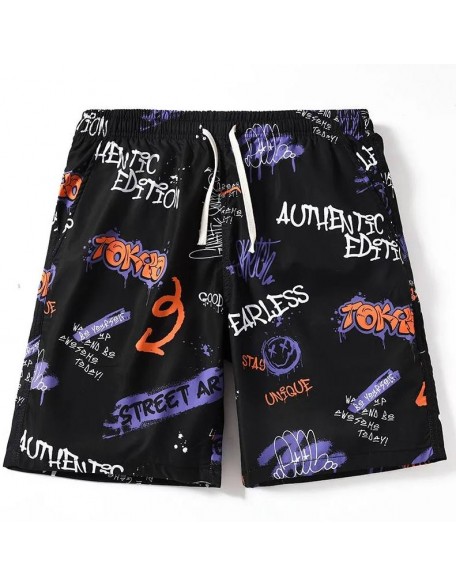 Quick drying Knee length beach shorts STREET AR print